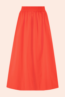 Tech Poplin Midi Skirt | Vermillion