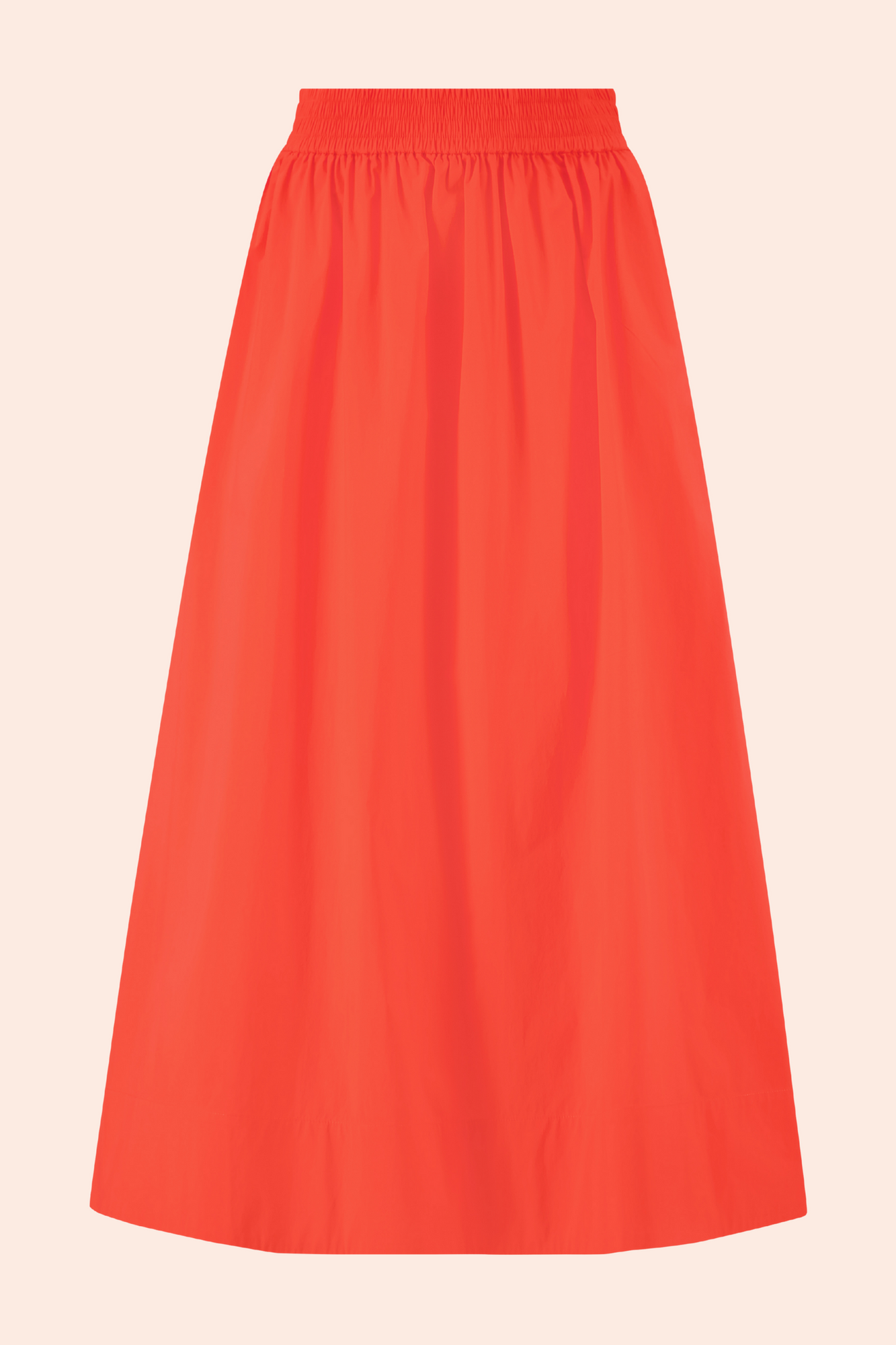 Tech Poplin Midi Skirt | Vermillion