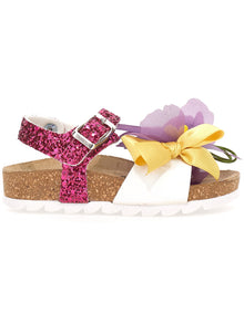 Girls | Glitter Sandals With Flowers | Multicolor