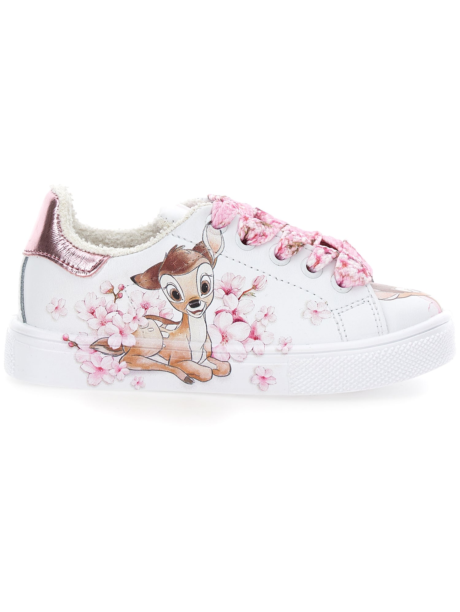 Girls | Bambi Leather Sneakers | White/FairyTale Pink