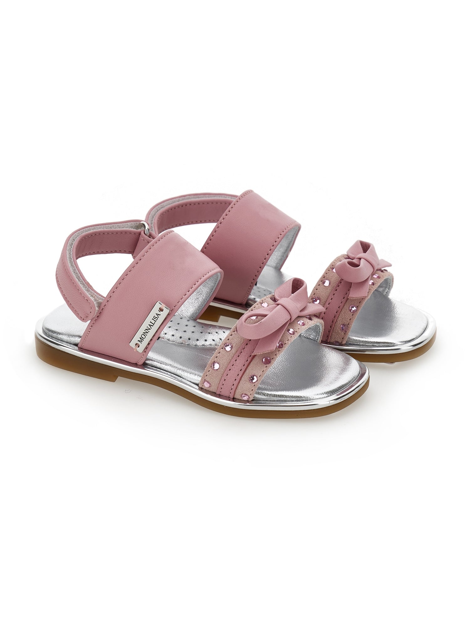 Girls | Coated Fabric Sandals With Bow | FairyTale Pink