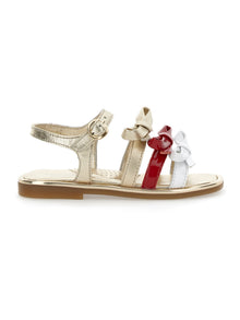 Girls | Patent Leather Sandals With Bows | Ruby/Light Gold