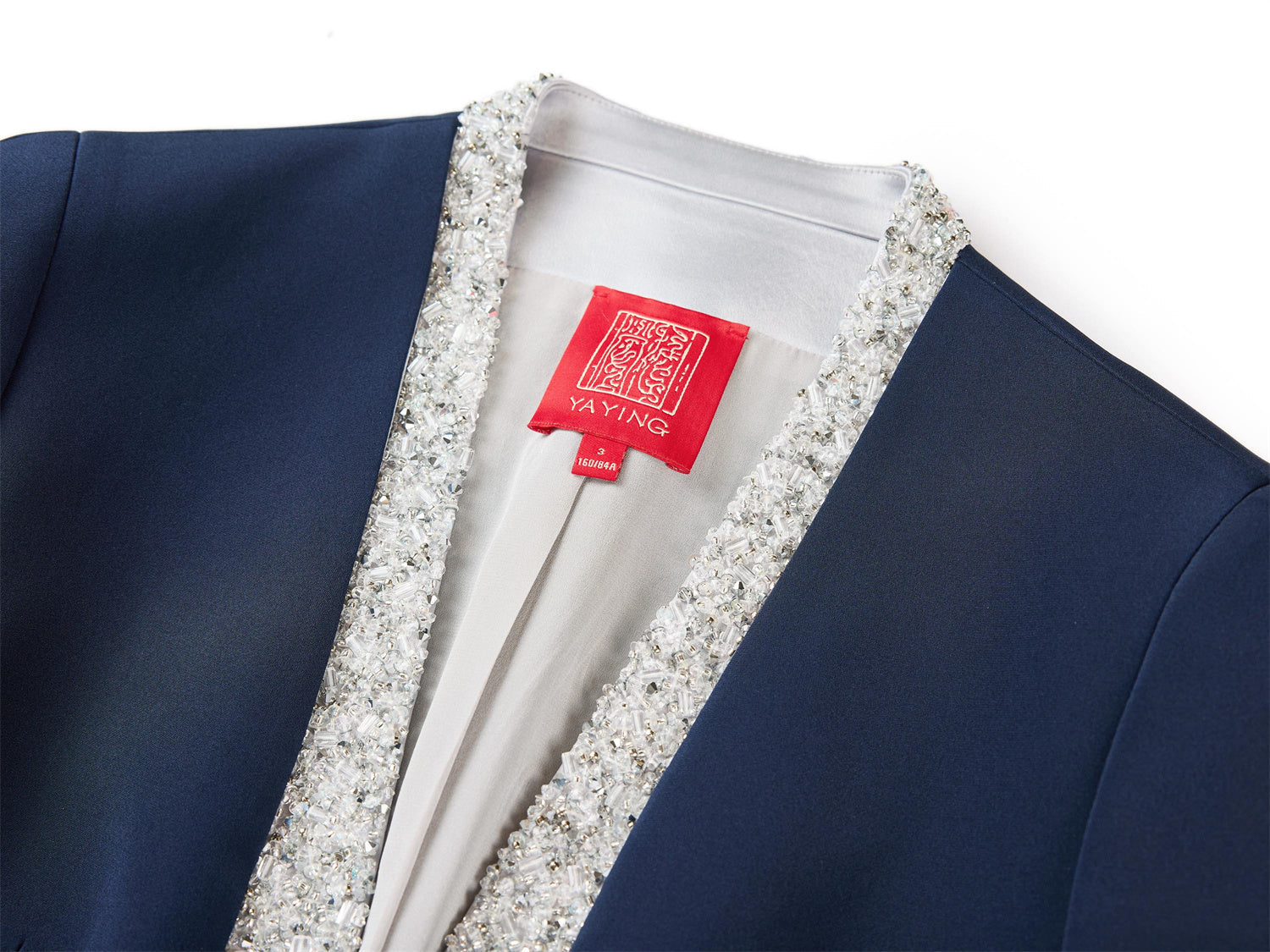 Heavy Silk Front-Closure Jacket | Navy