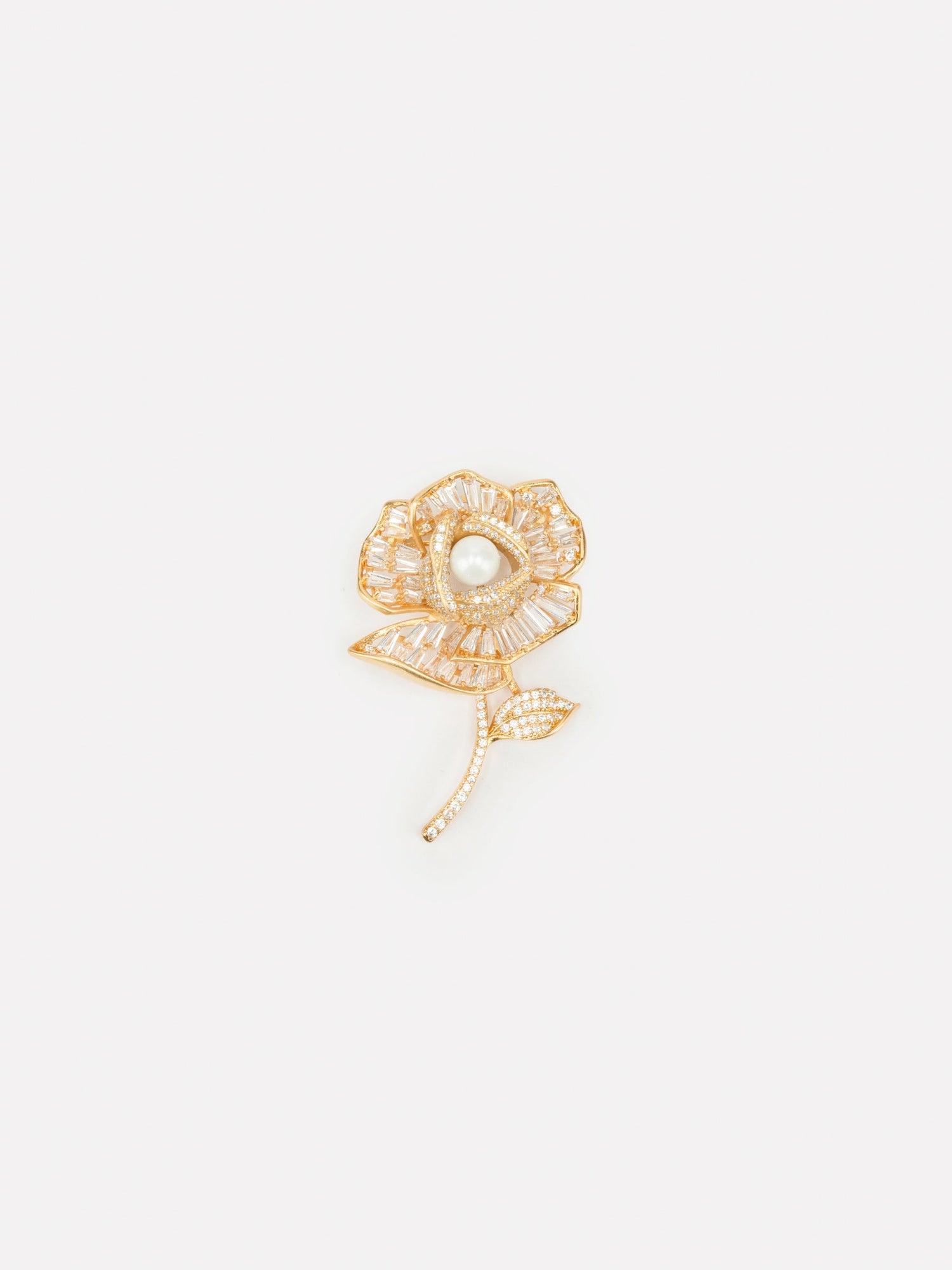 Zircon Set Pearl 3D Peony Brooch | Copper/Artificial Zircon/Shell Beads