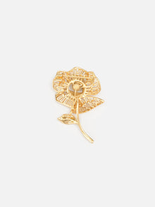 Zircon Set Pearl 3D Peony Brooch | Copper/Artificial Zircon/Shell Beads