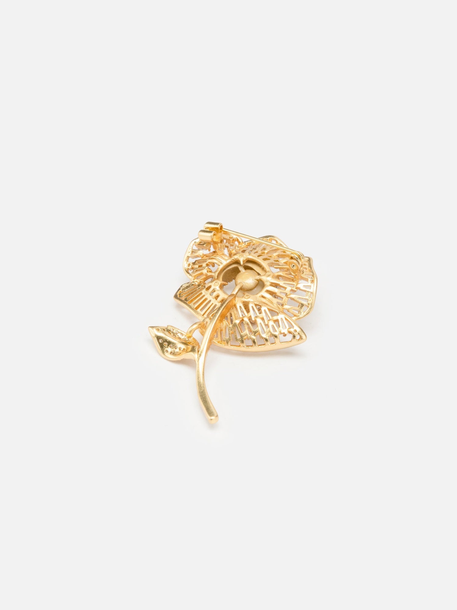 Zircon Set Pearl 3D Peony Brooch | Copper/Artificial Zircon/Shell Beads