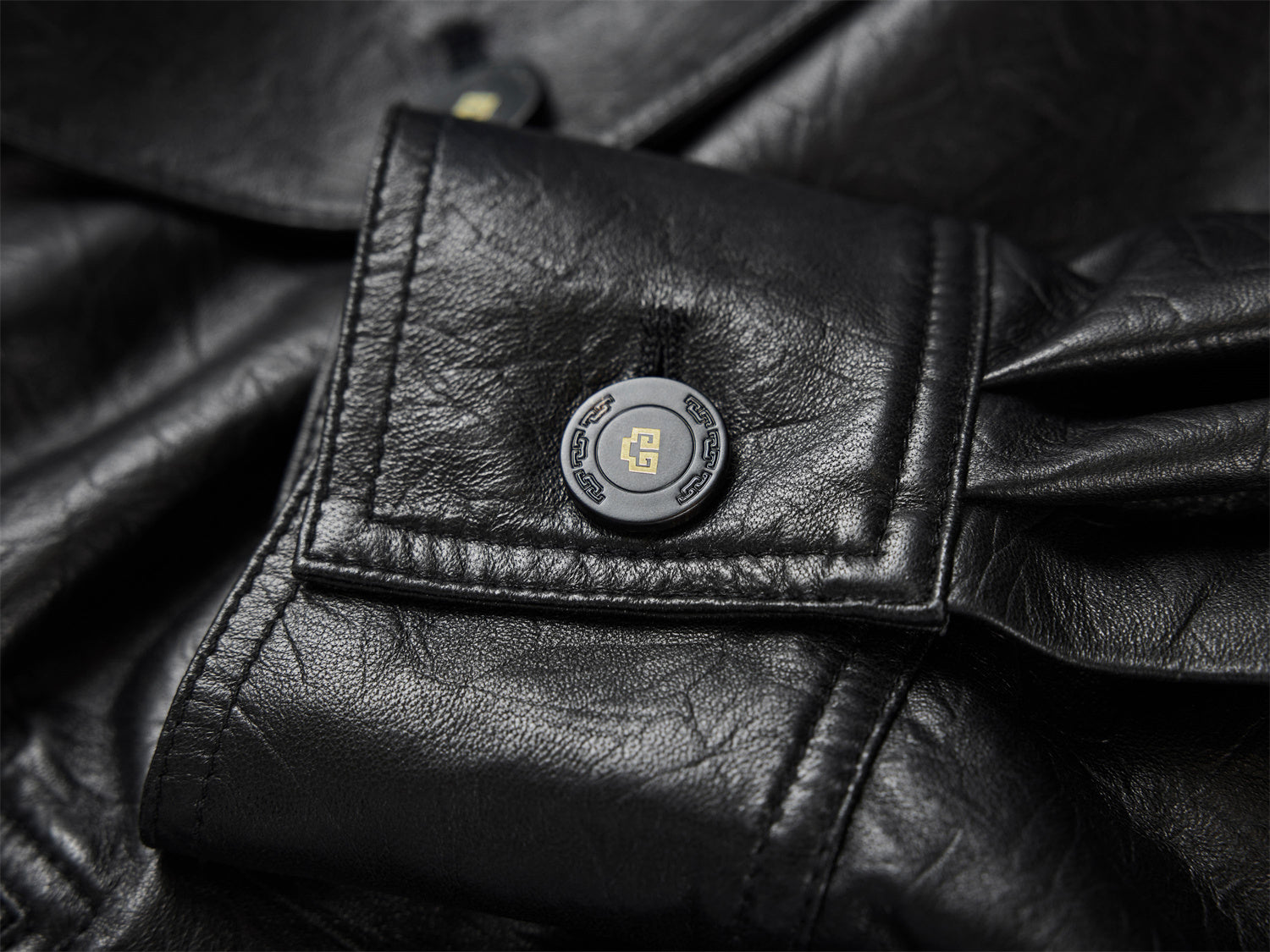 Collarless Lambskin Jacket | Black
