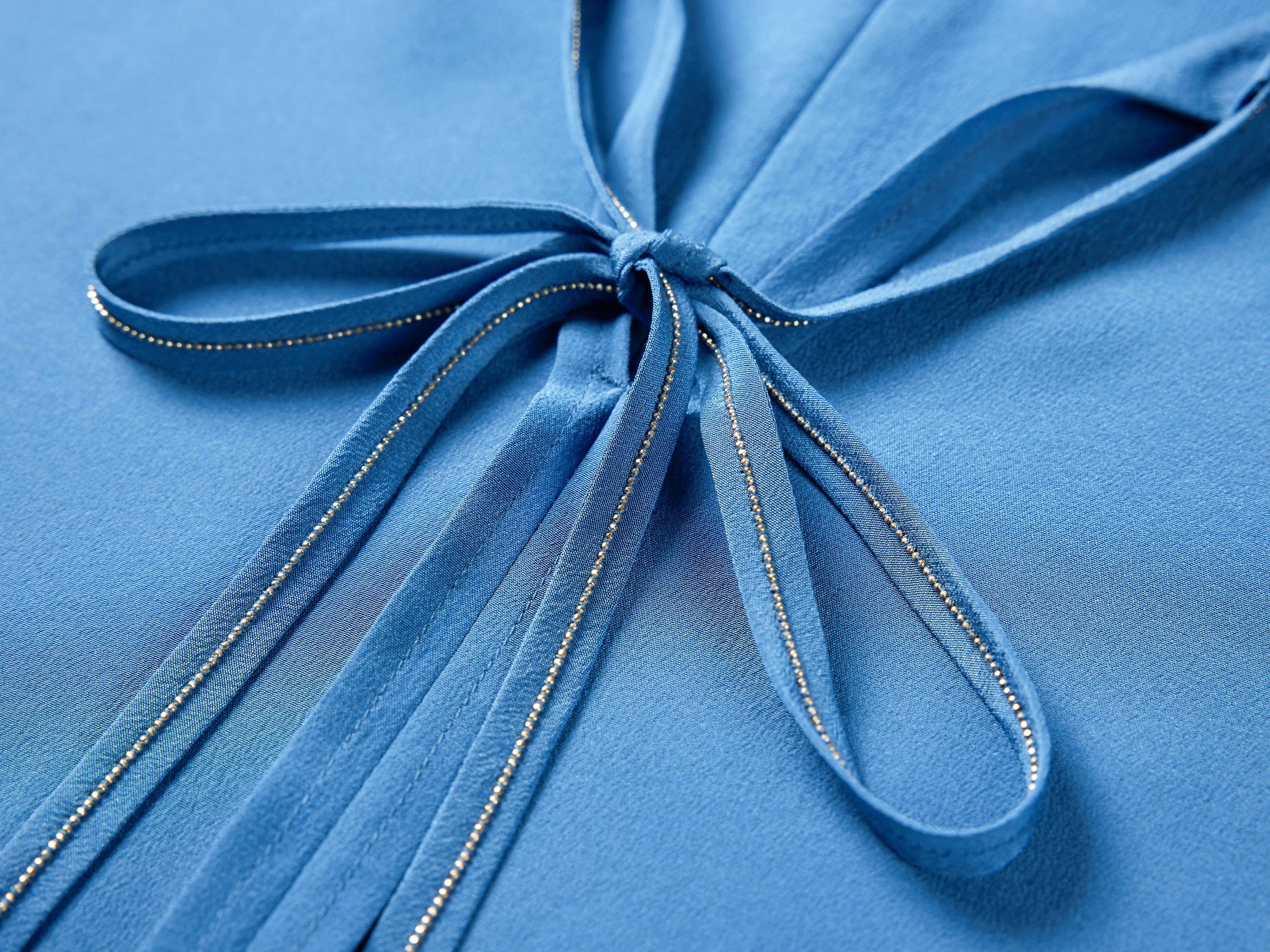 Silk Pleated Blouse | Blue