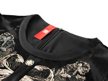 Velvet Embellished Neckline Dress | Black