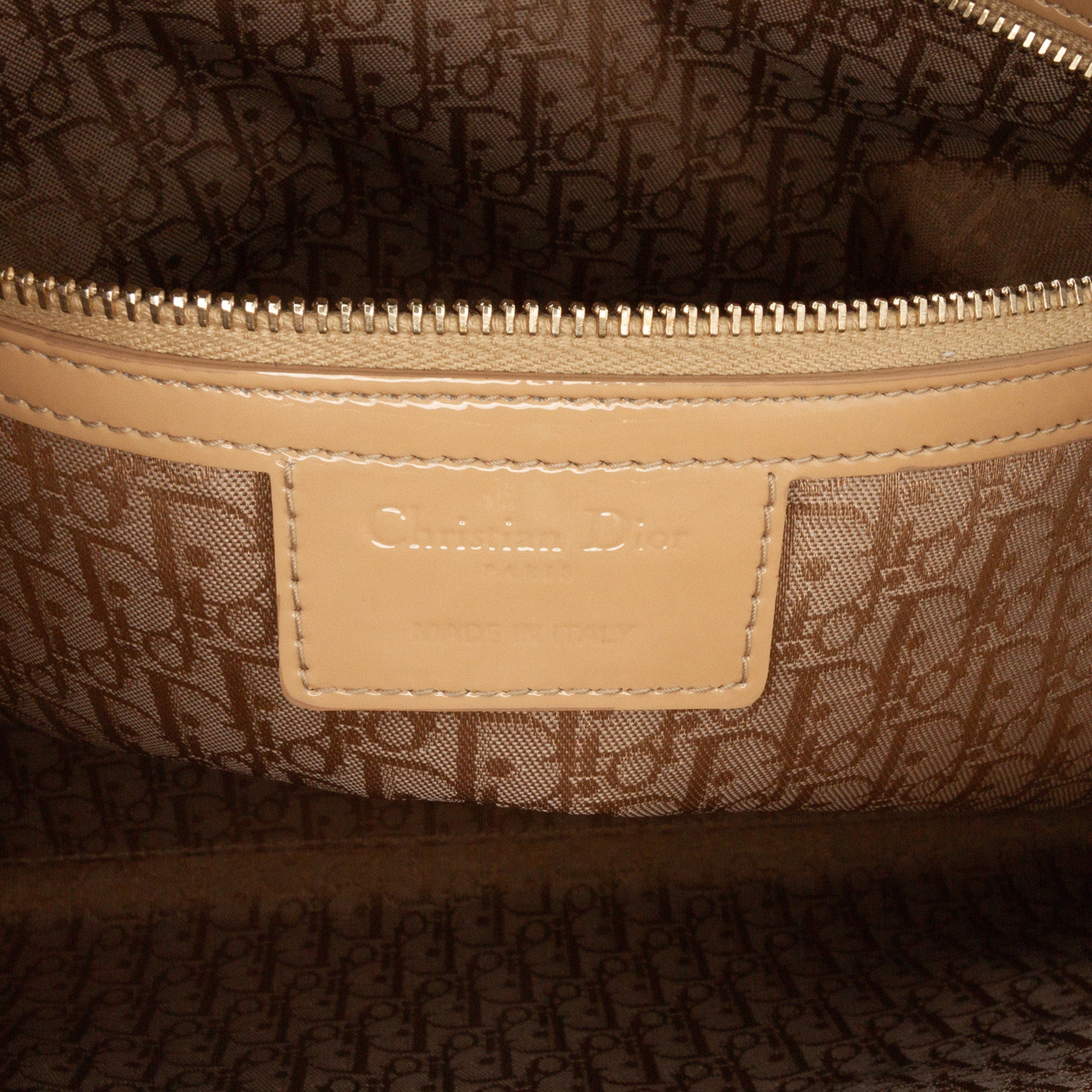 Dior | Pre-Owned Large Patent Cannage Lady | Brown/Beige