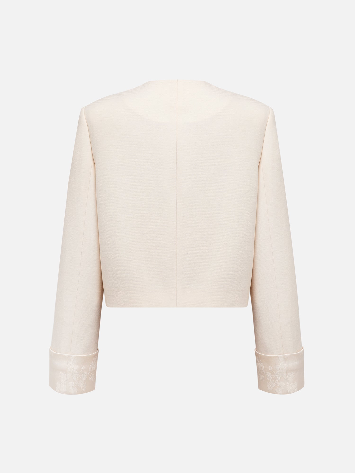 Silk Wool Cropped Jacket | Beige