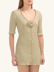 Sabina Halfsleeve Mini Dress | Golden Olive Shimmer