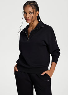 Half-Zip Long Sleeve Sweatshirt | Black