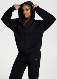 Oversized Zip-Up Hoodie | Black