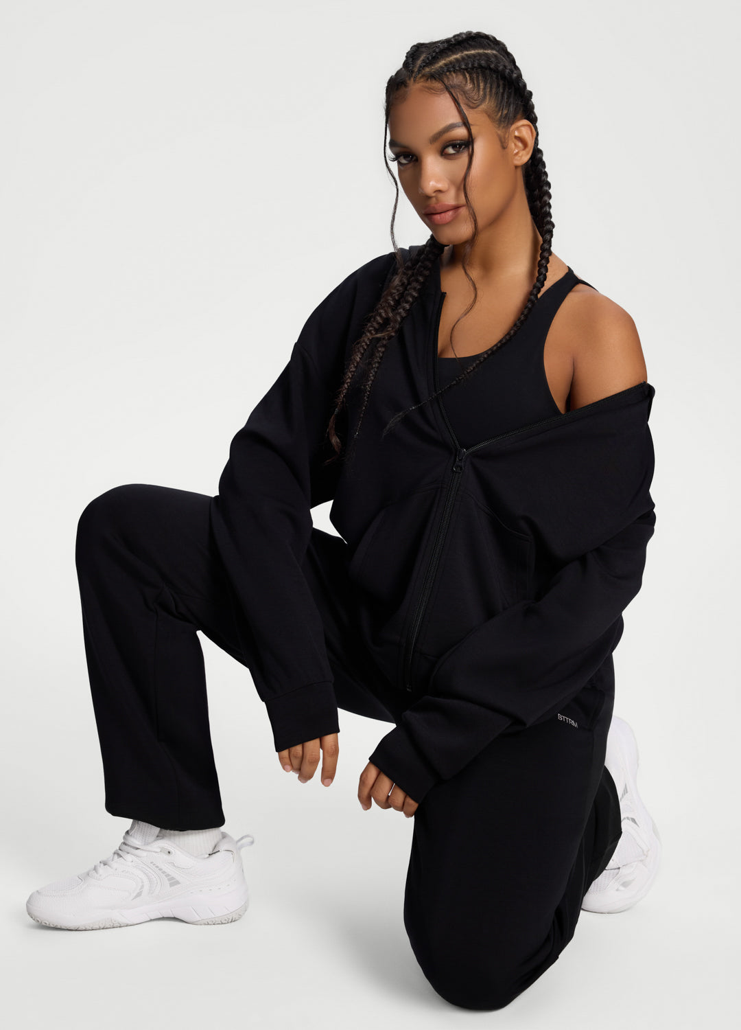 Oversized Zip-Up Hoodie | Black