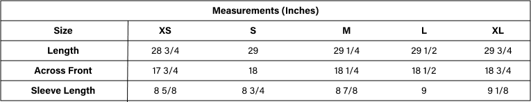 Product size guide