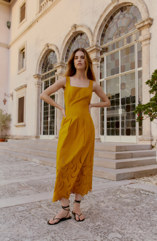 Wave Eyelet Midi Dress | Ochre