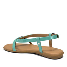 Iride Sandal Flat | Ice Green Faux Crinkle Patent