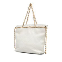 Chanel | Pre-Owned Quilted Calfskin CC Lock Chain Shopping Tote | White/Ivory