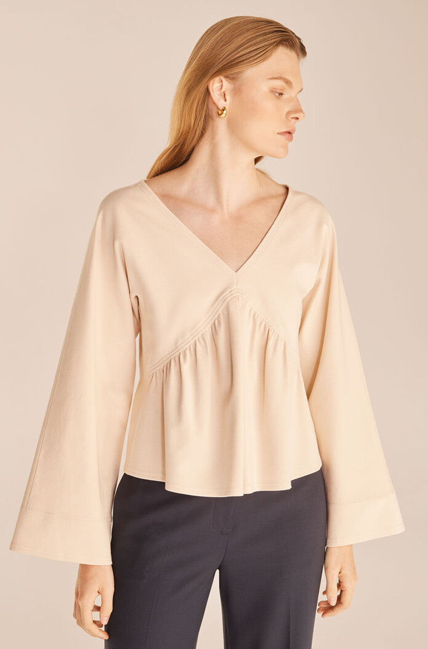 Long Sleeve Trapeze Top | Alabaster
