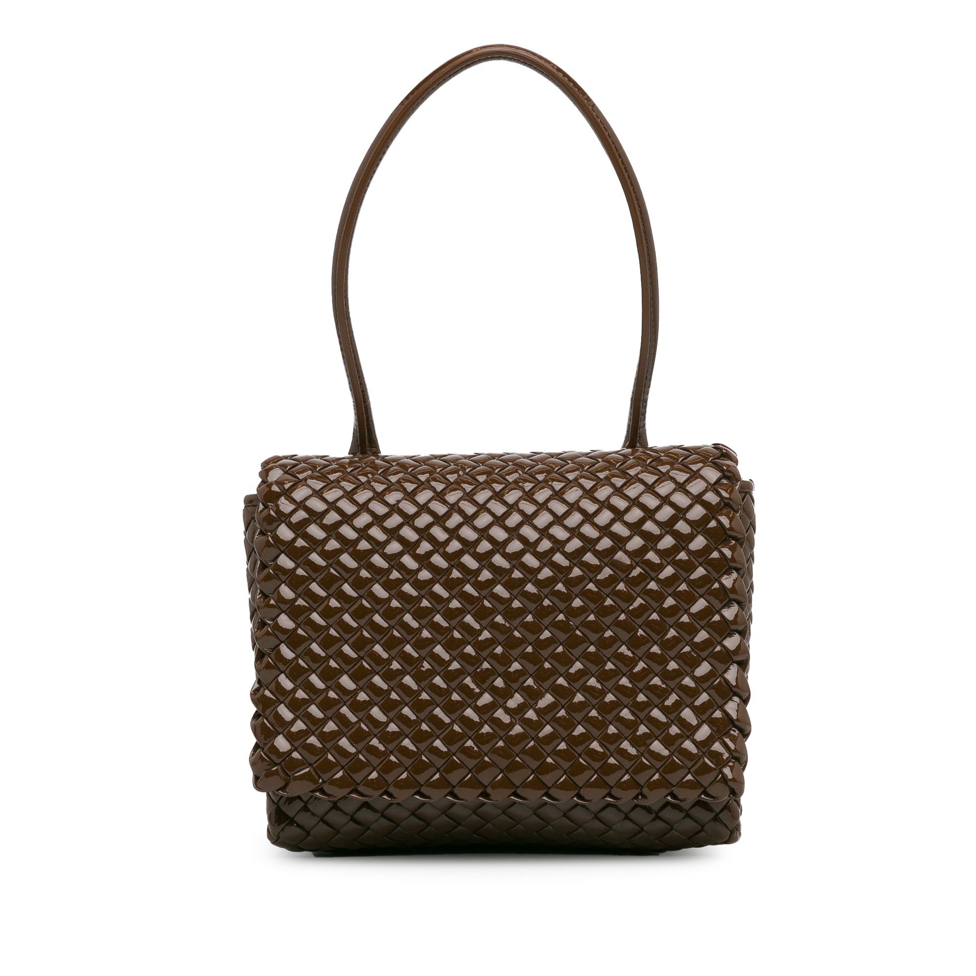 Bottega Veneta | Pre-Owned Intrecciato Patent Patti | Brown/Dark Brown