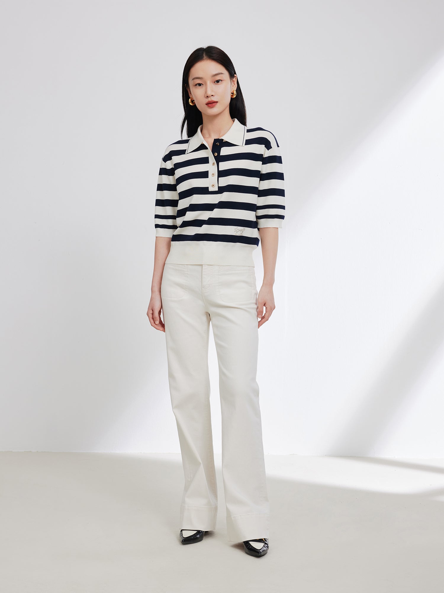 Long-staple Cotton Slim Fit Jeans | Beige