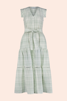 Stretch Seersucker Tiered Dress | White