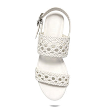 Camera Sandal Platform | White Faux Embossed Woven