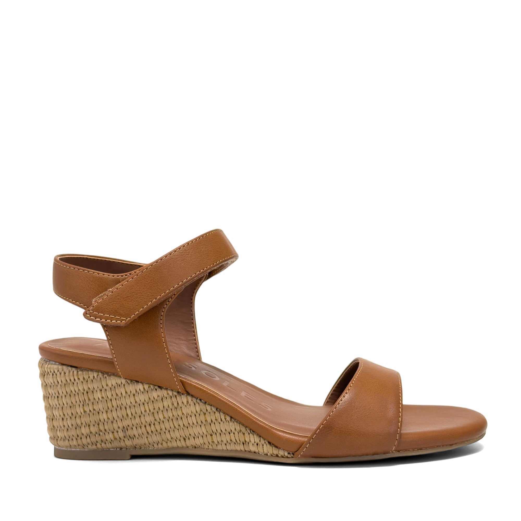 Wel Sandal Wedge | Tan Faux Burnished Calf