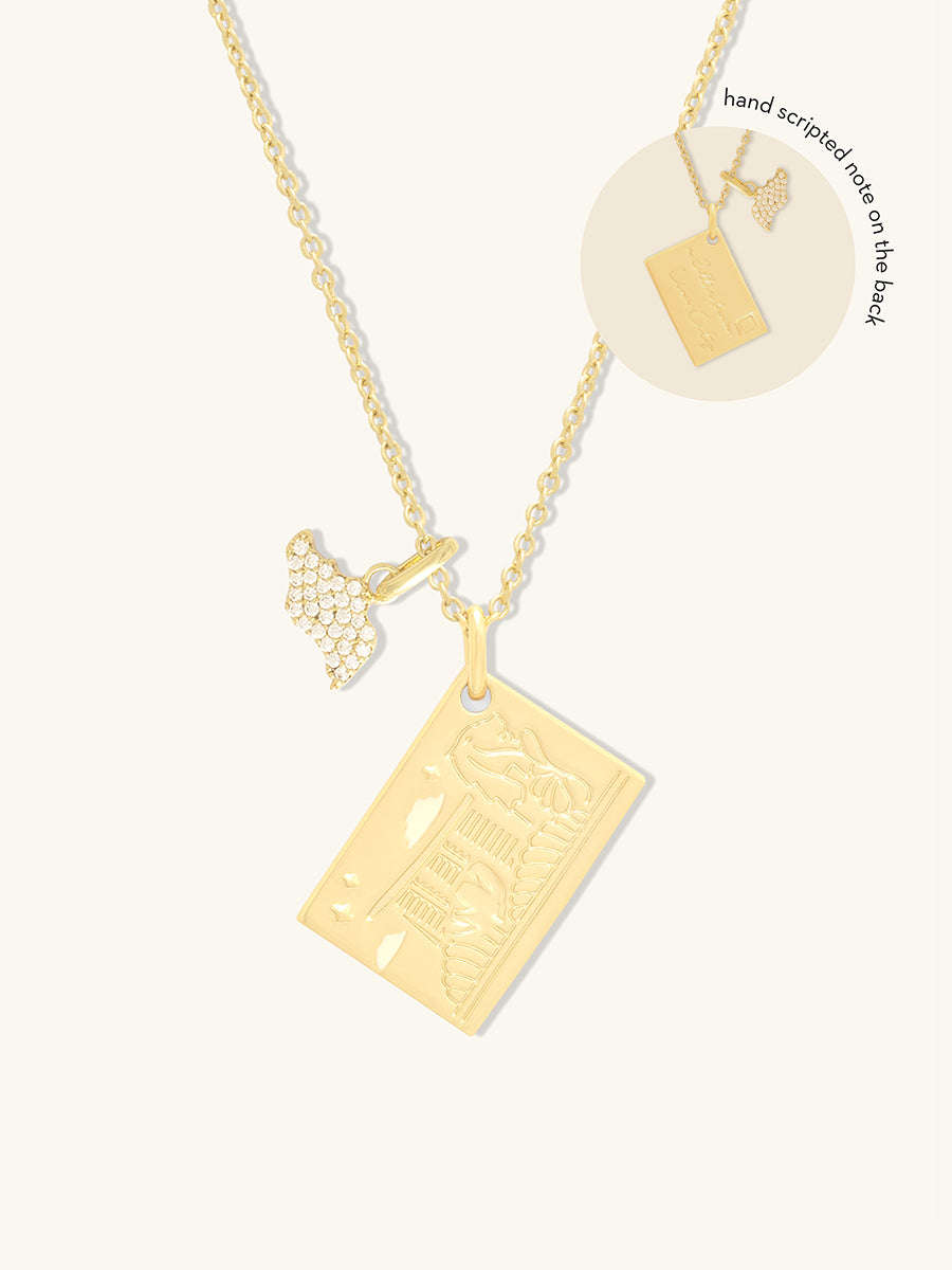 A Letter From Lion City Necklace | 5A Grade Cubic Zirconia | 14K Gold Plated Brass