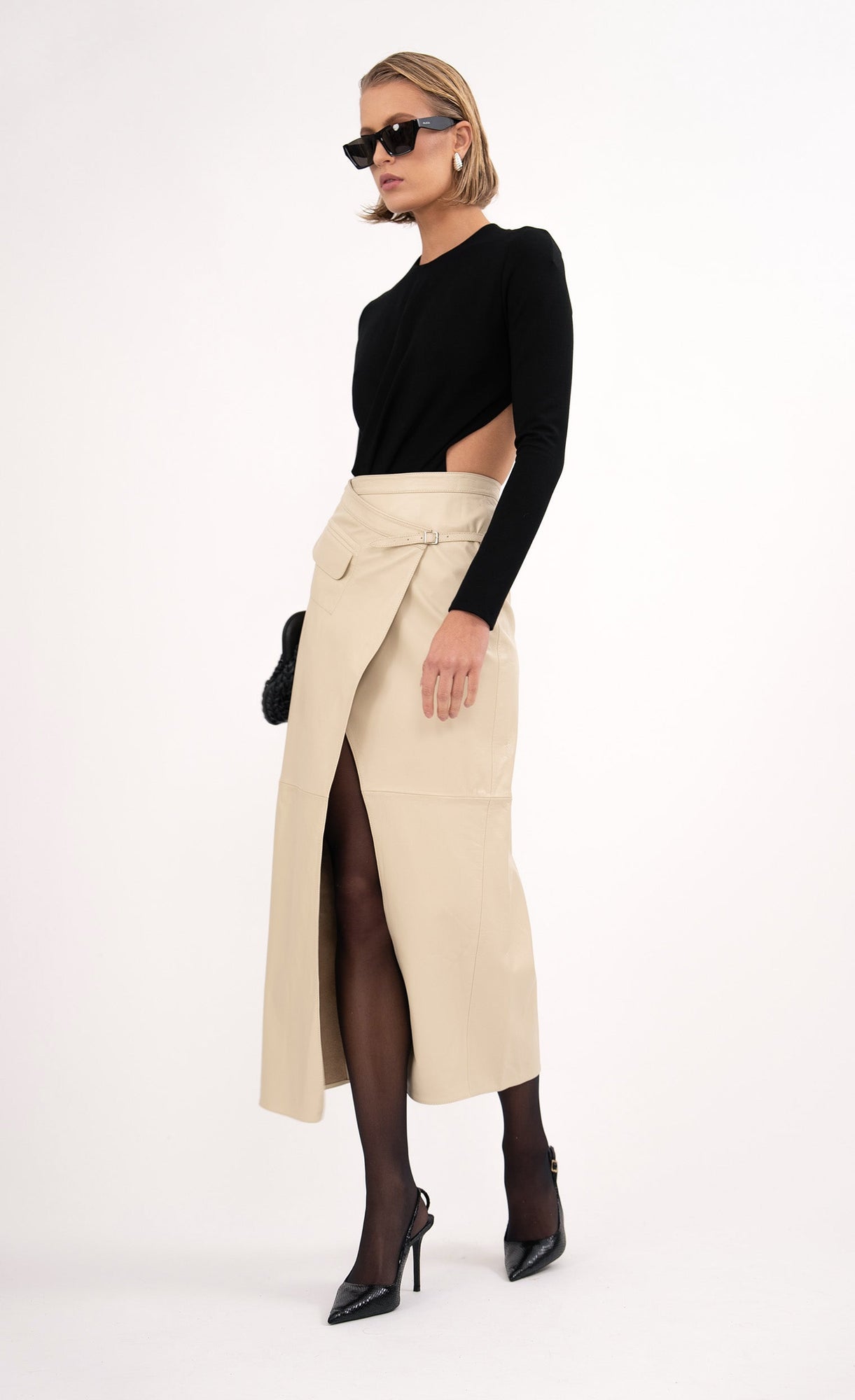 Celeste Leather Skirt | Crema