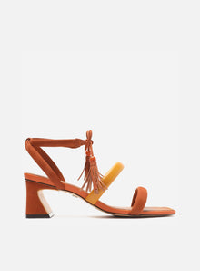 AREZZO | Lenny Frin Mid Block Sandal | Brown