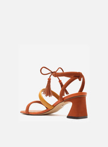 AREZZO | Lenny Frin Mid Block Sandal | Brown