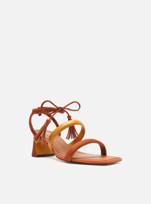 AREZZO | Lenny Frin Mid Block Sandal | Brown