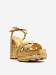AREZZO | Miranda High Block Sandal | Gold