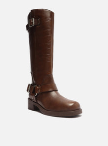 AREZZO | Clara Low Block Boot | Brown