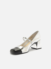 AREZZO | Elizabeth Mid Block Pump | Silver