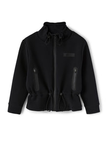 Bonded Jacket with Drawstring | Black/Black