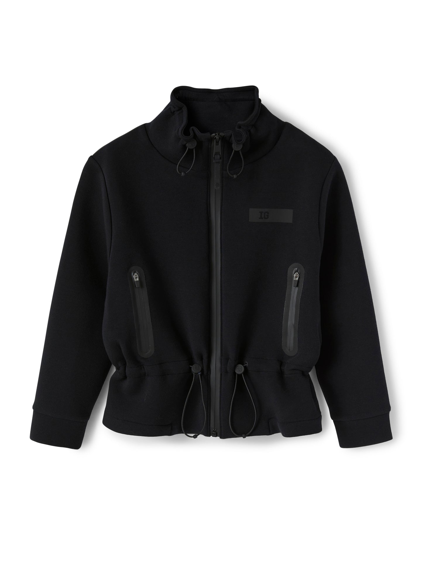 Bonded Jacket with Drawstring | Black/Black