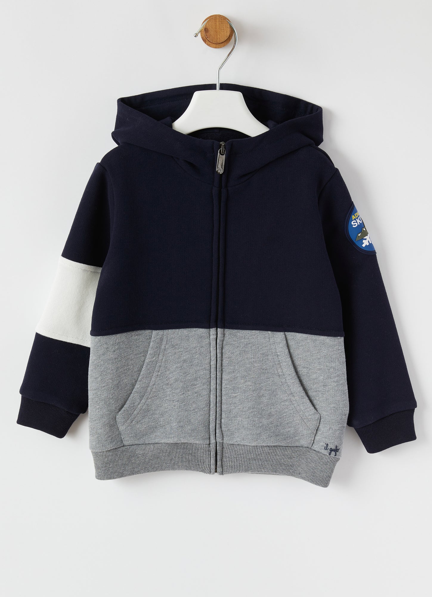 Color-Block Hooded Sweatshirt | Blue/Grey