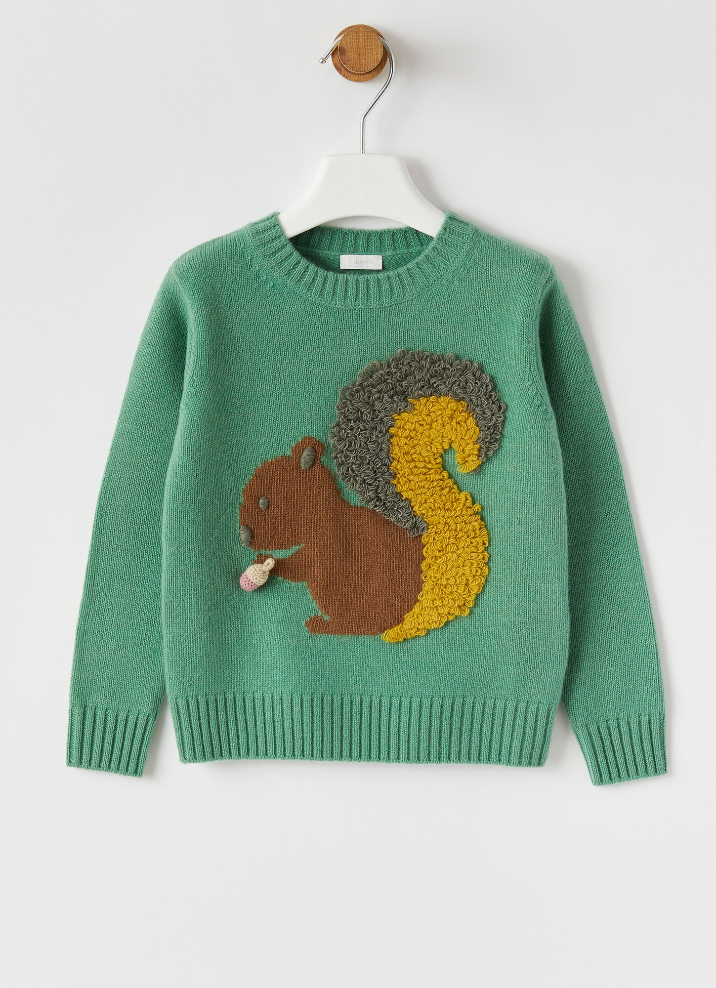 Wool Sweater with Squirrel | Betulla/Abete Argenteo