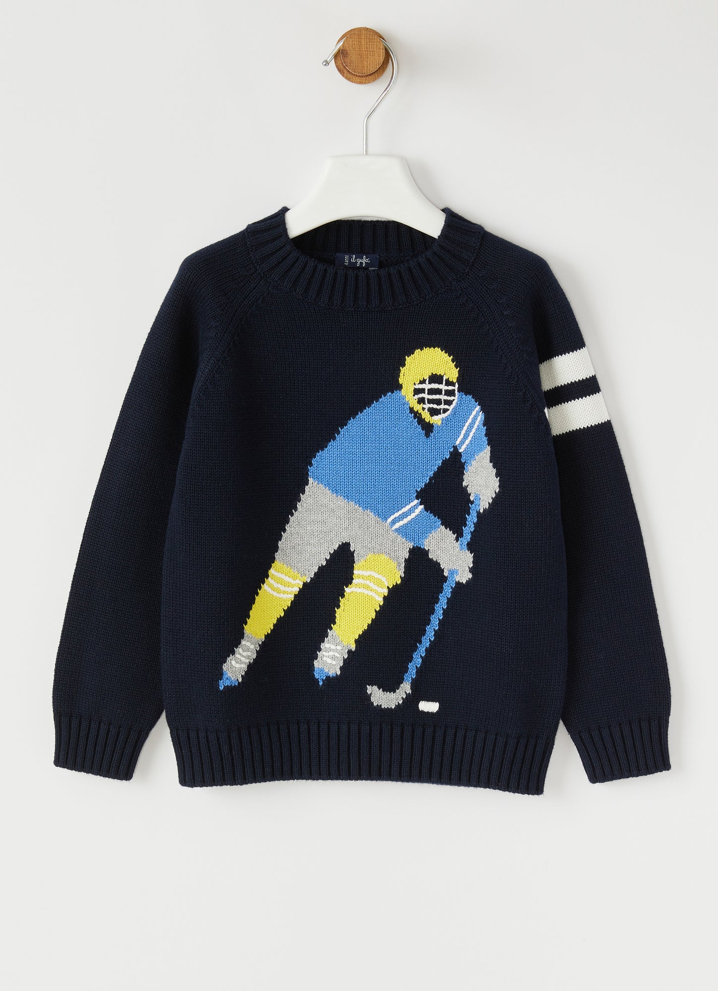 Cotton Shirt with Hockey Player | Blue