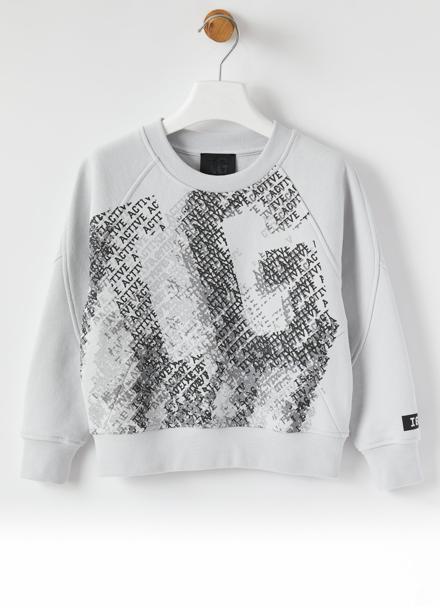 Brushed Sweatshirt with Logo Print | Tofane Grey