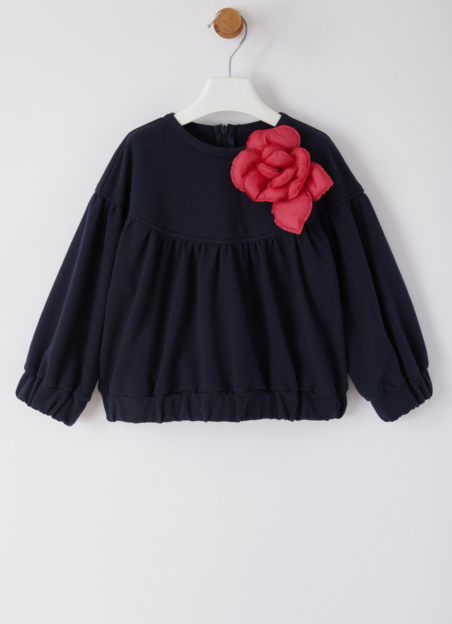 Sweatshirt with Padded Flower | Blue/Barbabietola