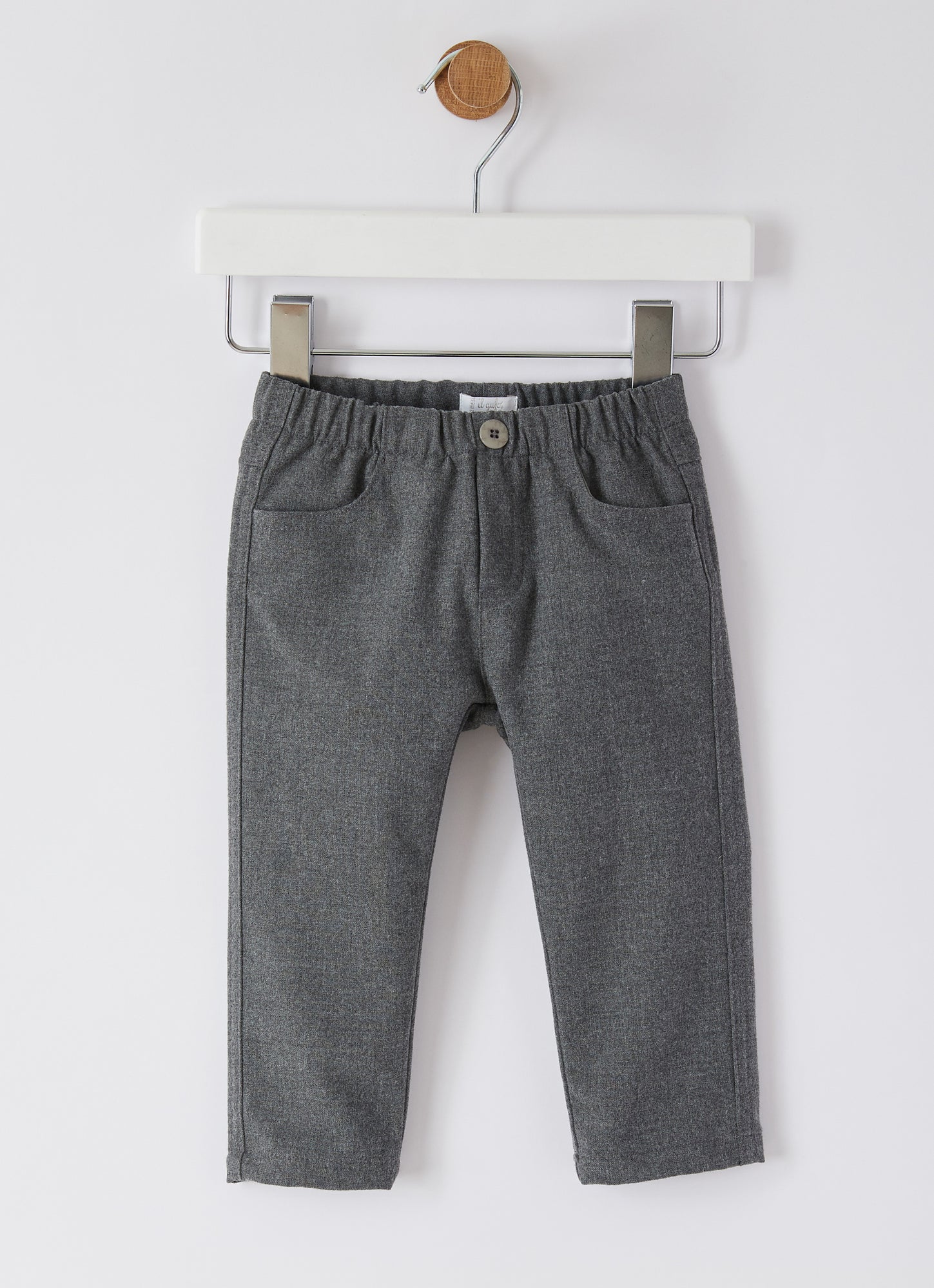 Baby Boy Techno Wool Trousers | Steel Grey