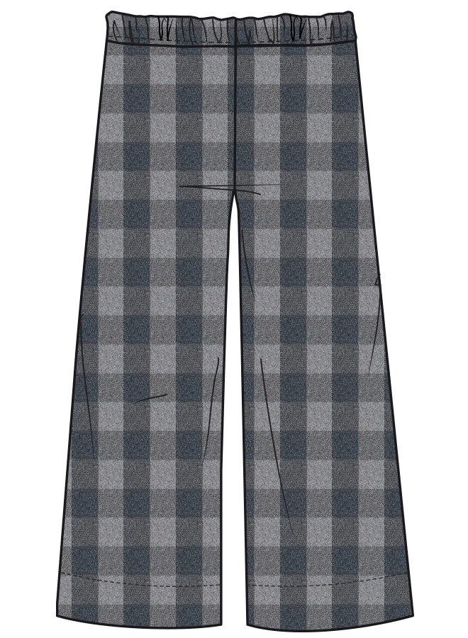 Checkered Tecnowool Culotte Trousers | Verde Corteccia