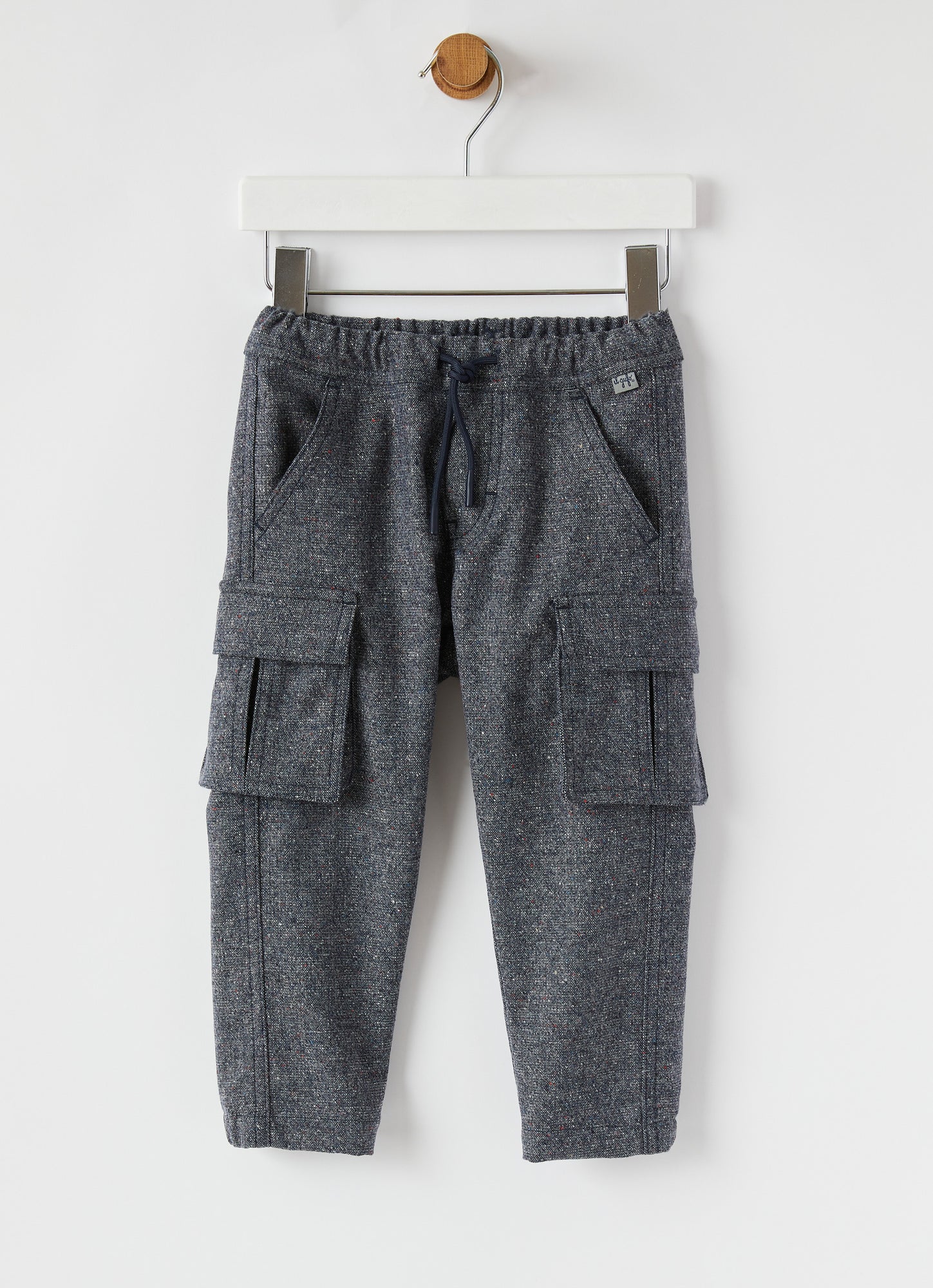 Buttoned Tweed Cargo Pants | Blue