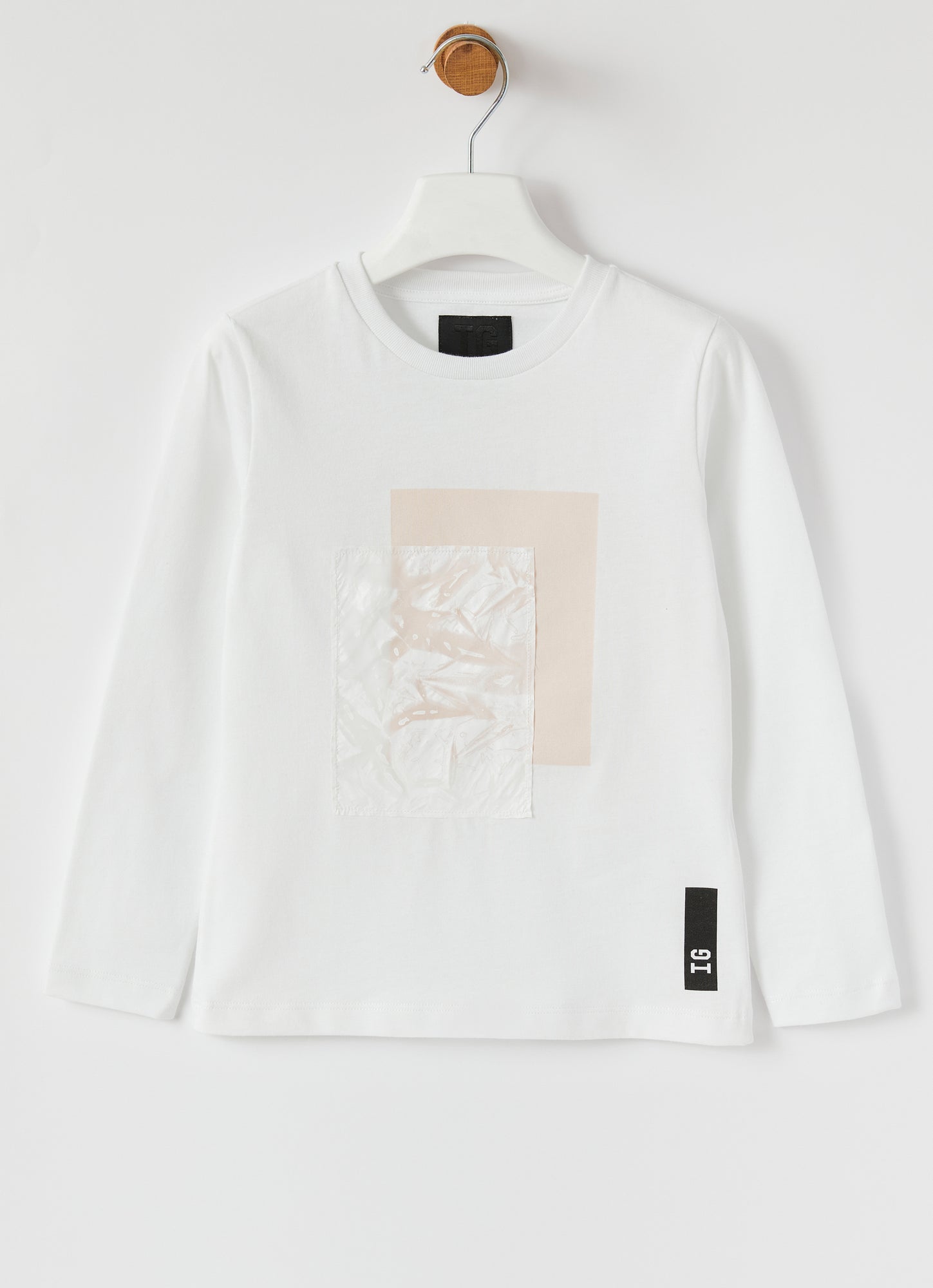 T-Shirt with Water And Nylon Print | White/Salvia