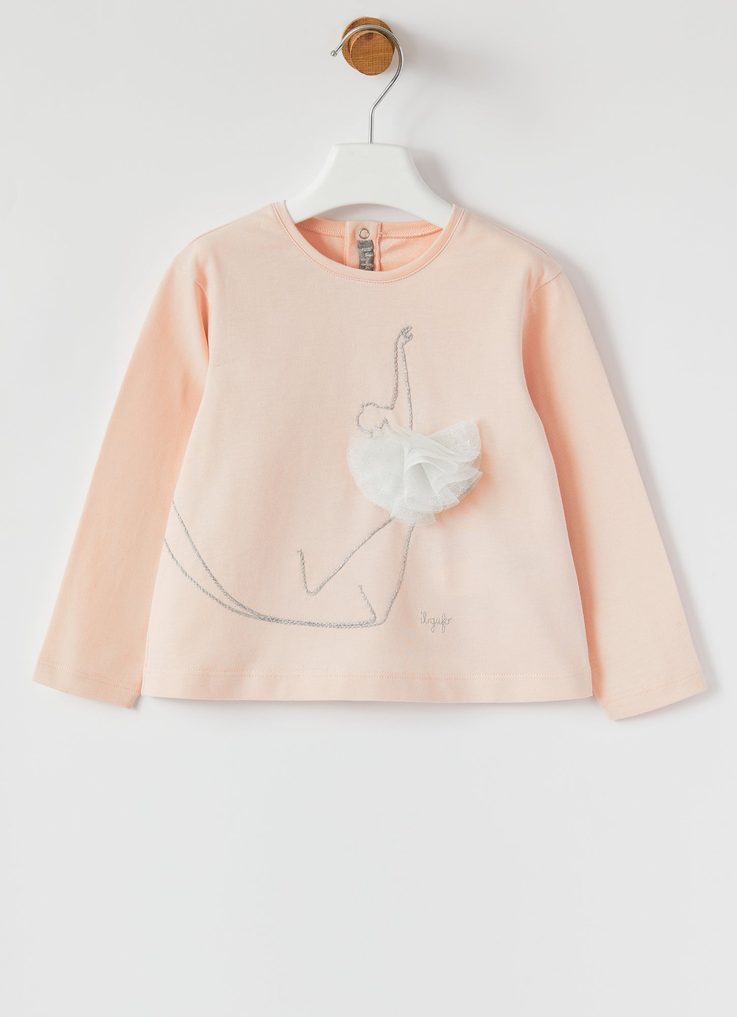 Skater Embroidery Cotton T-Shirt | Quarzo Rosa/Bianco