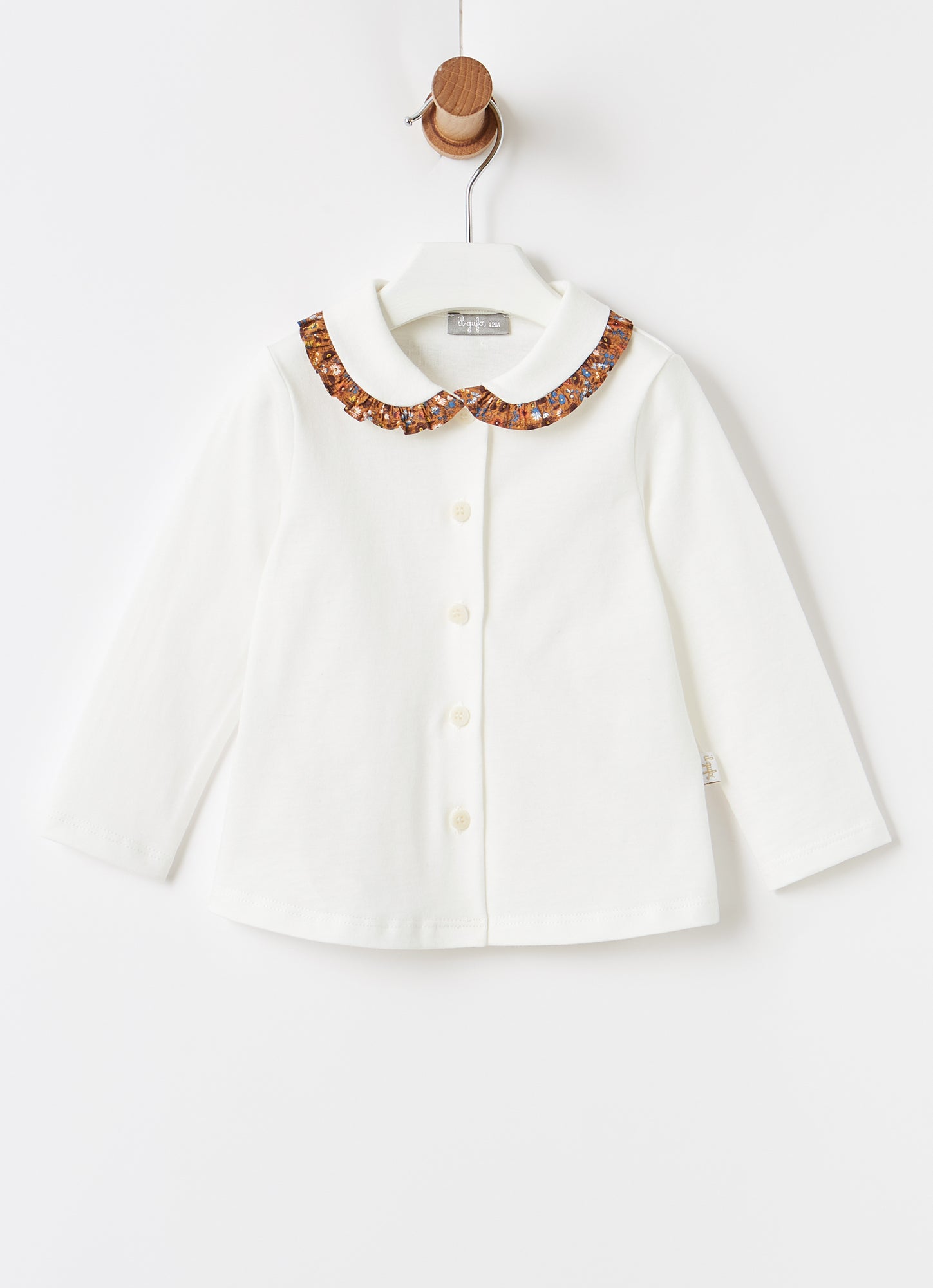 Floral Print Collar Jersey Blouse | Milk/Cinnamon